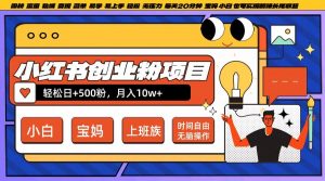 小红书创业粉项目日+500粉,每天20分钟躺赚长尾收益,无脑操作,宝妈,小白抓紧冲【揭秘】| 鹿鸣网创