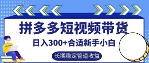 拼多多短视频带货日入300+有长期稳定被动收益,合适新手小白【揭秘】| 鹿鸣网创