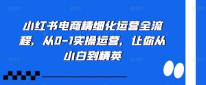 小红书电商精细化运营全流程,从0-1实操运营,让你从小白到精英| 鹿鸣网创