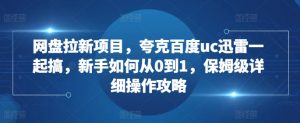 网盘拉新项目，夸克百度uc迅雷一起搞，新手如何从0到1，保姆级详细操作攻略| 鹿鸣网创