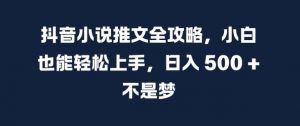 抖音小说推文全攻略，小白也能轻松上手，日入 5张+ 不是梦【揭秘】| 鹿鸣网创