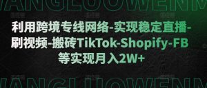 利用跨境专线网络-实现稳定直播-刷视频-搬砖TikTok-Shopify-FB等实现月入2W+【揭秘】| 鹿鸣网创
