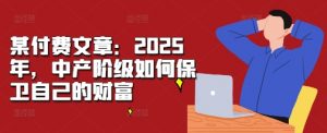 某付费文章:2025年,中产阶级如何保卫自己的财富| 鹿鸣网创