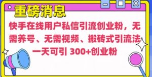 快手最新引流创业粉方法,无需养号、无需视频、搬砖式引流法【揭秘】| 鹿鸣网创