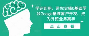 学完即用，带你实操0基础学会Google精准客户开发，成为外贸业务高手| 鹿鸣网创