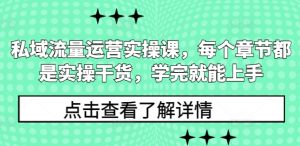 私域流量运营实操课，每个章节都是实操干货，学完就能上手| 鹿鸣网创