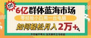 6亿群体蓝海市场，零经验小白用一台电脑，如何轻松月入过w【揭秘】| 鹿鸣网创