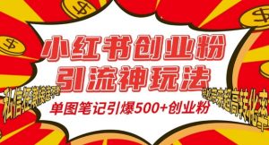 小红书创业粉引流神玩法,单图笔记引爆500+精准创业粉丝,私信狂潮接连不断| 鹿鸣网创