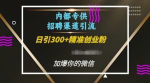 内部招聘渠道日引流300+创业粉，加爆你的微信【揭秘】| 鹿鸣网创