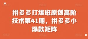 拼多多打爆班原创高阶技术第41期,拼多多小爆款矩阵| 鹿鸣网创