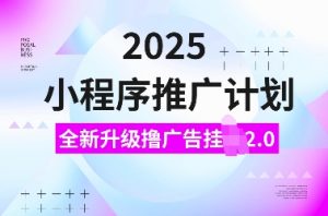 2025小程序推广计划,全新升级撸广告挂JI2.0玩法,日入多张,小白可做【揭秘】| 鹿鸣网创