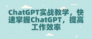 ChatGPT实战教学，快速掌握ChatGPT，提高工作效率| 鹿鸣网创