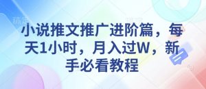 小说推文推广进阶篇,每天1小时,月入过W,新手必看教程| 鹿鸣网创