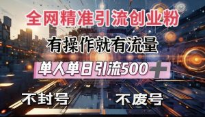 全网独家引流创业粉,有操作就有流量,单人单日引流500+,不封号、不费号| 鹿鸣网创