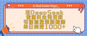 用DeepSeek做哪吒走秀视频,引爆流量涨粉利器,单日变现1k| 鹿鸣网创