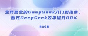 全网最全的DeepSeek入门到指南，看完DeepSeek效率提升80%(建议收藏)| 鹿鸣网创