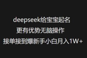 deepseek给宝宝起名更有优势无脑操作接单接到爆新手小白月入1W+| 鹿鸣网创