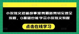 小说推文短篇故事混剪最新剪辑实操全流程，0基础也能学会小说推文教程，肯干多发日入多张| 鹿鸣网创