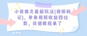小说推文最新玩法(视频标记)，单条视频收益四位数，详细教程来了| 鹿鸣网创