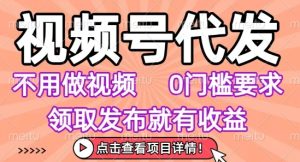 视频号代发，不用剪辑不用做视频，0门槛要求，领取发布就有收益，任务没有无上限，小白轻松上手【揭秘】| 鹿鸣网创