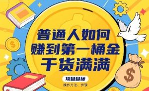 普通人如何賺到第一桶金,干货满满,操作方法及步骤| 鹿鸣网创