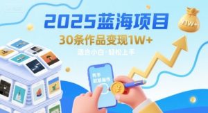 2025蓝海项目30条作品 变现1w+ 有手就能操作适合小白做| 鹿鸣网创
