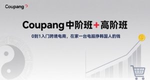 Coupang中阶班+高阶班,0到1入门跨境电商,在家一台电脑挣韩国人的钱| 鹿鸣网创