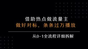 借力热点，乘顺风车玩流量主，条条过万播放， 每月收益5k+，从0-1全流程详细拆解| 鹿鸣网创