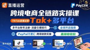 跨境电商线上课,TikTok 直播运营 + 多平台账号注册 + PayPal 万里汇实操教程| 鹿鸣网创