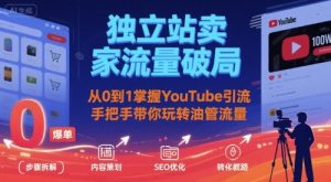 独立站卖家流量破局:从0到1掌握YouTube引流,手把手带你玩转油管流量| 鹿鸣网创