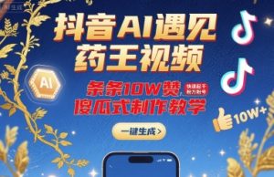 抖音AI遇见药王视频，条条10W赞，快速起千粉万粉号，傻瓜式制作教学| 鹿鸣网创