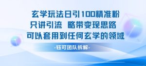 玄学玩法日引100精准粉只讲引流略带变现思路可以套用到任何玄学的领域| 鹿鸣网创