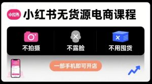 小红书无货源电商课程，不拍摄不露脸不用囤货，一部手机即可开店| 鹿鸣网创