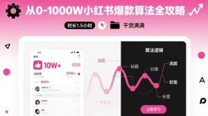 从0-1000W小红书爆款算法全攻略，时长1.5小时，干货满满| 鹿鸣网创