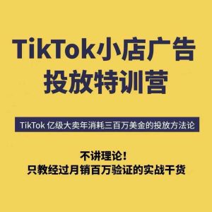 TikTok小店广告投放特训营，6天破局计划专治各种“投不动”，教你经过月销百万验证的实战干货| 鹿鸣网创