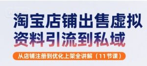 淘宝店铺出售虚拟资料引流到私域,从店铺注册到优化上架全讲解(11节课)| 鹿鸣网创