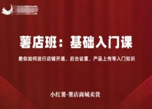 小红薯薯店商城卖货，基础入门课，教你如何进行店铺开通、后台设置、产品上传等入门知识| 鹿鸣网创