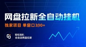 网盘拉新全自动挂G，独家项目，全自动运行完成拉新做任务，单窗口3张+【揭秘】| 鹿鸣网创