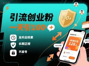 引流创业粉,一天引100+,当天出效果,长期正规,不废号| 鹿鸣网创