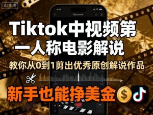 Tiktok中视频第一人称电影解说，教你从0到1剪出一个优秀的原创解说作品，新手也能挣美金| 鹿鸣网创
