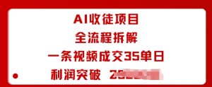 AI收徒项目全流程拆解一条视频成交35单日利润突破1k+| 鹿鸣网创
