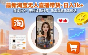 最新淘宝无人直播带货,日入1k+,独家技术,无违规无封号,无需露脸无需说话【揭秘】| 鹿鸣网创