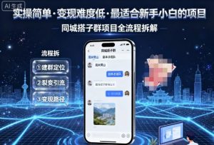 实操简单，变现难度低，最适合新手小白做的项目，每天轻松收入3张，同城搭子群项目全流程拆解| 鹿鸣网创