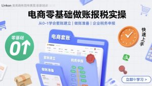 电商零基础做账报税实操快速上手,从0-1学会套账建立,做账准备,企业税务申报| 鹿鸣网创