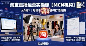 淘宝直播运营实操课【MCN机构】,从0到1做一家月销千W的直播机构| 鹿鸣网创