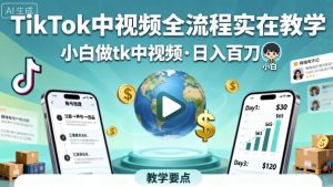 TikTok中视频全流程实操教学,小白做tk中视频,日入百刀| 鹿鸣网创