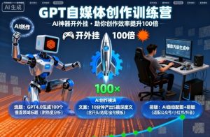 GPT自媒体创作训练营：AI神器开外挂，助你创作效率提升100倍| 鹿鸣网创