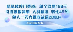 私域冷门赛道单个收费198米引流模板简单人群精准 45%的转化率单人一天大概收益多张| 鹿鸣网创