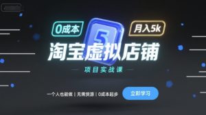 淘宝虚拟店铺项目实战课,一个人也能做,无需货源、0成本起步,月入5k| 鹿鸣网创