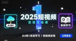 2025短视频变现实战课,从0到1系统学习短视频变现| 鹿鸣网创